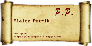 Pleitz Patrik névjegykártya